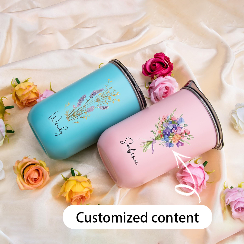 Stainless Steel Straw - Personalized Customization Name: Carnation Flower Stainless