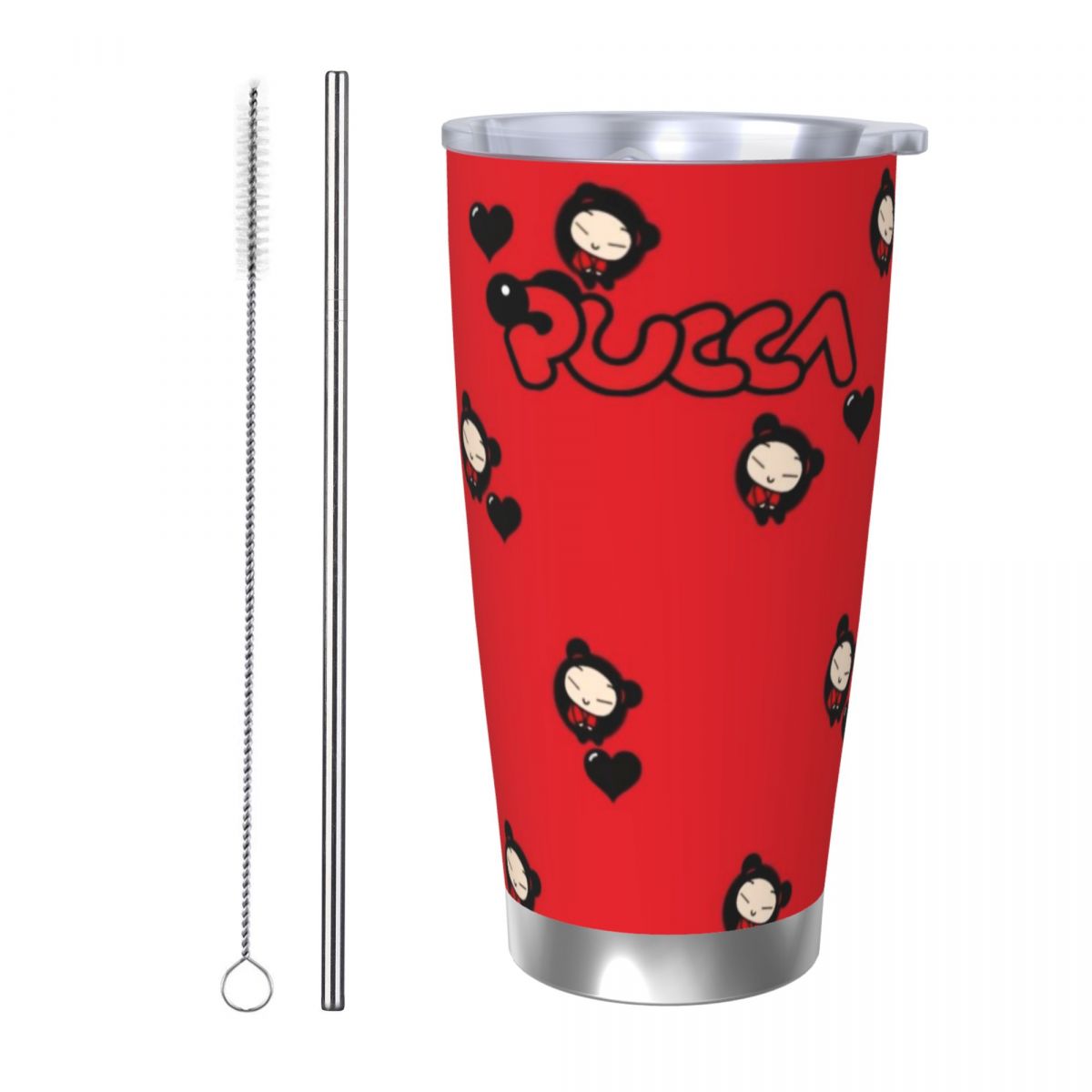 Stainless Steel Straw - Cute Cartoon Pucca 20oz Stainless Steel